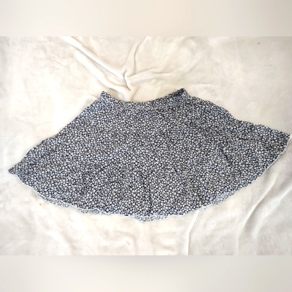 Rainbow White and Black Floral Skirt